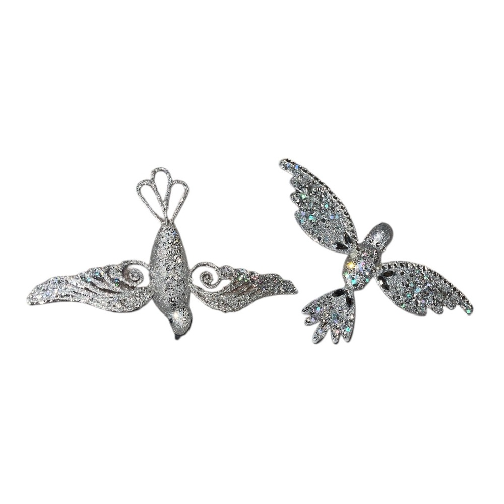 New Silver Bird Ornaments Set